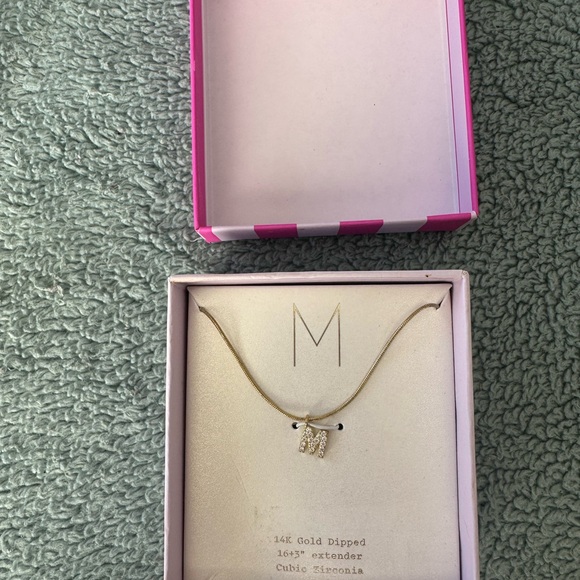 14K Cubic Zirconia 16+314K Gold Dipped M Necklace Cubic 16+3 - Picture 6 of 9